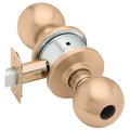 Schlage Grade 2 Entrance Cylindrical Lock, Orbit Knob, Conventional Less Cylinder, Satin Bronze Finish A53LD ORB 612